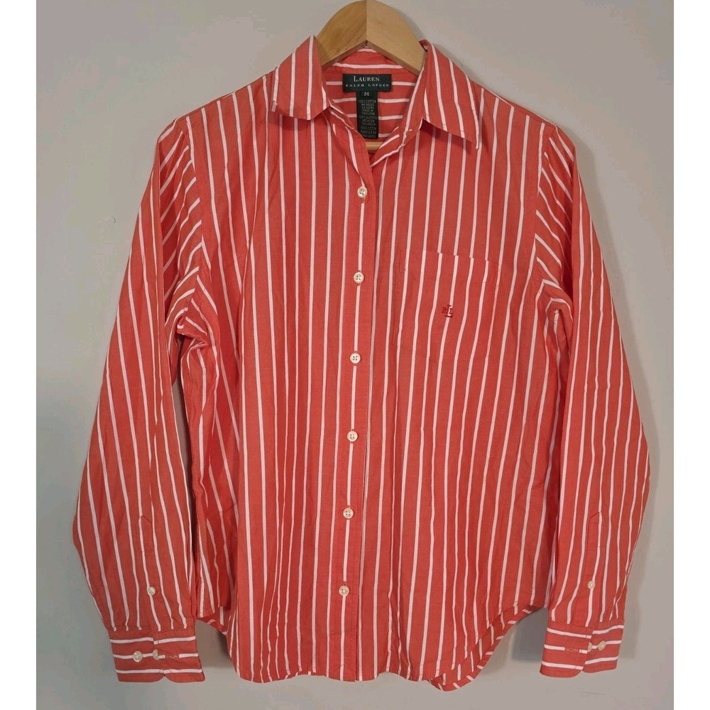 Lauren Ralph Lauren Red and White Striped Button-Down Shirt